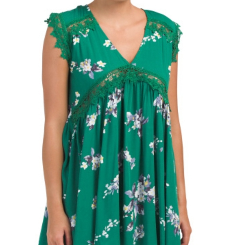 Green lace mini dress/ Shirt